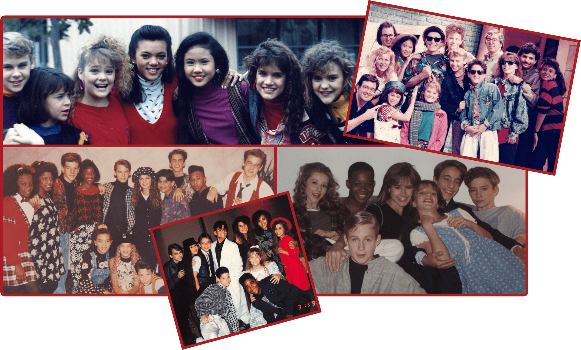 A collage of cast photographs from The All-New Mickey Mouse Club